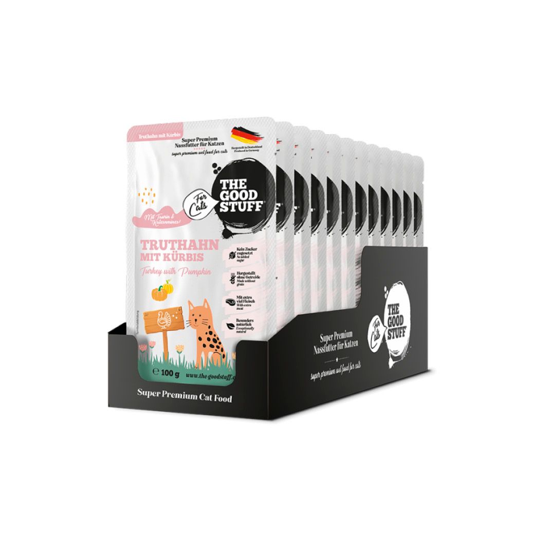 THE GOODSTUFF Truthahn mit Kürbis (Pouch) | 12 x 100 g THE GOODSTUFF Nassfutter Katze Pouch