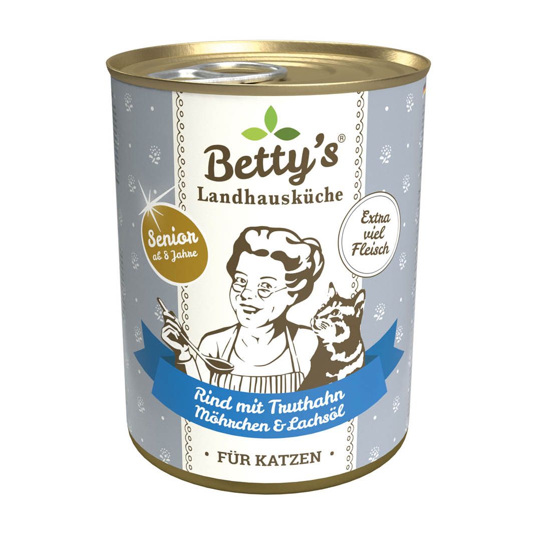 Betty's Landhausküche - Katze - Nassfutter - Senior Rind & Truthahn | 6 x 400 g Betty's Landhausküche - Katze - Nassfutter - Senior Rind & Truthahn | 6 x 400 g