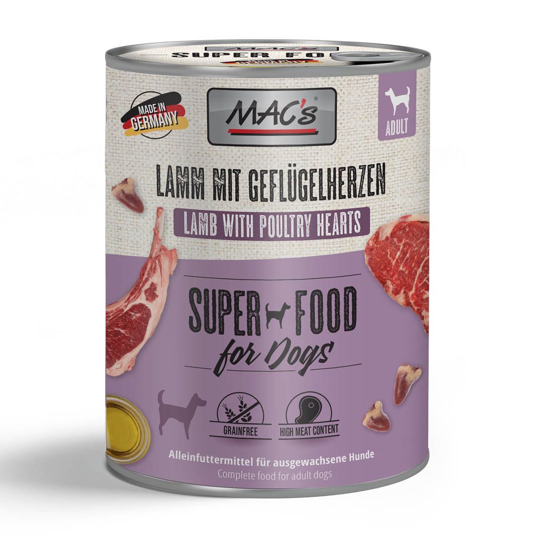 MAC's - Dog - Lamm & Geflügelherzen | 6 x 800 g