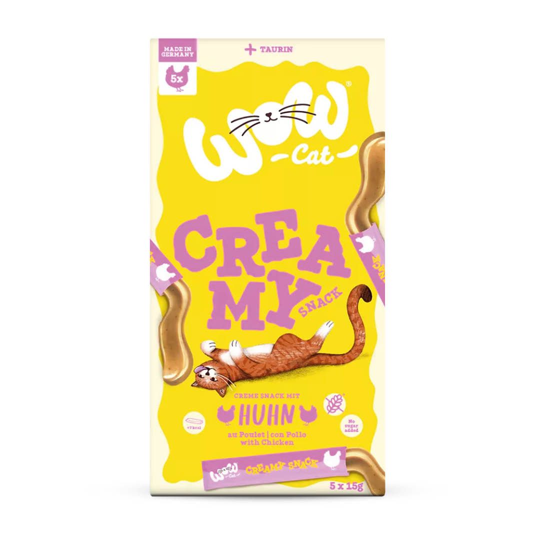 WOW Cat Creamy Snack mit Huhn (11 x 5 =) | 55 x 15 g