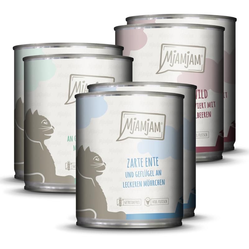 MjAMjAM Cat - Mixpaket II - Huhn, Pute, Ente & Geflügel | 6 x 800 g