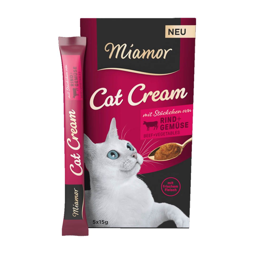 Miamor Cat Snack Cream mit Rind + Gemüse | 5 x 15 g