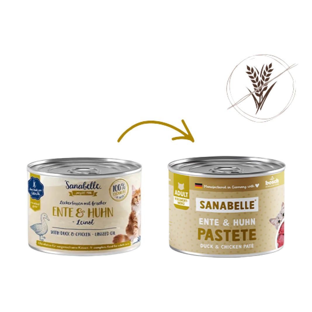 Sanabelle Leckerbissen mit frischer Ente & Huhn | 6 x 195 g
