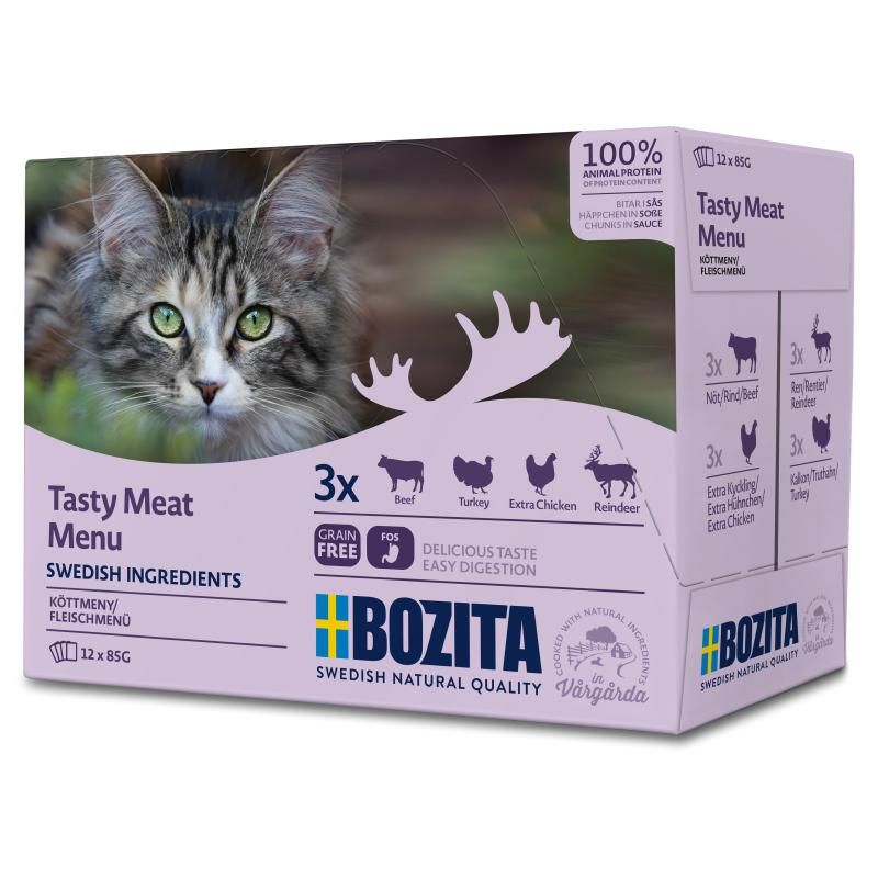 Bozita Cat Multipack Häppchen in Soße Fleischmenü | 12 x 85 g