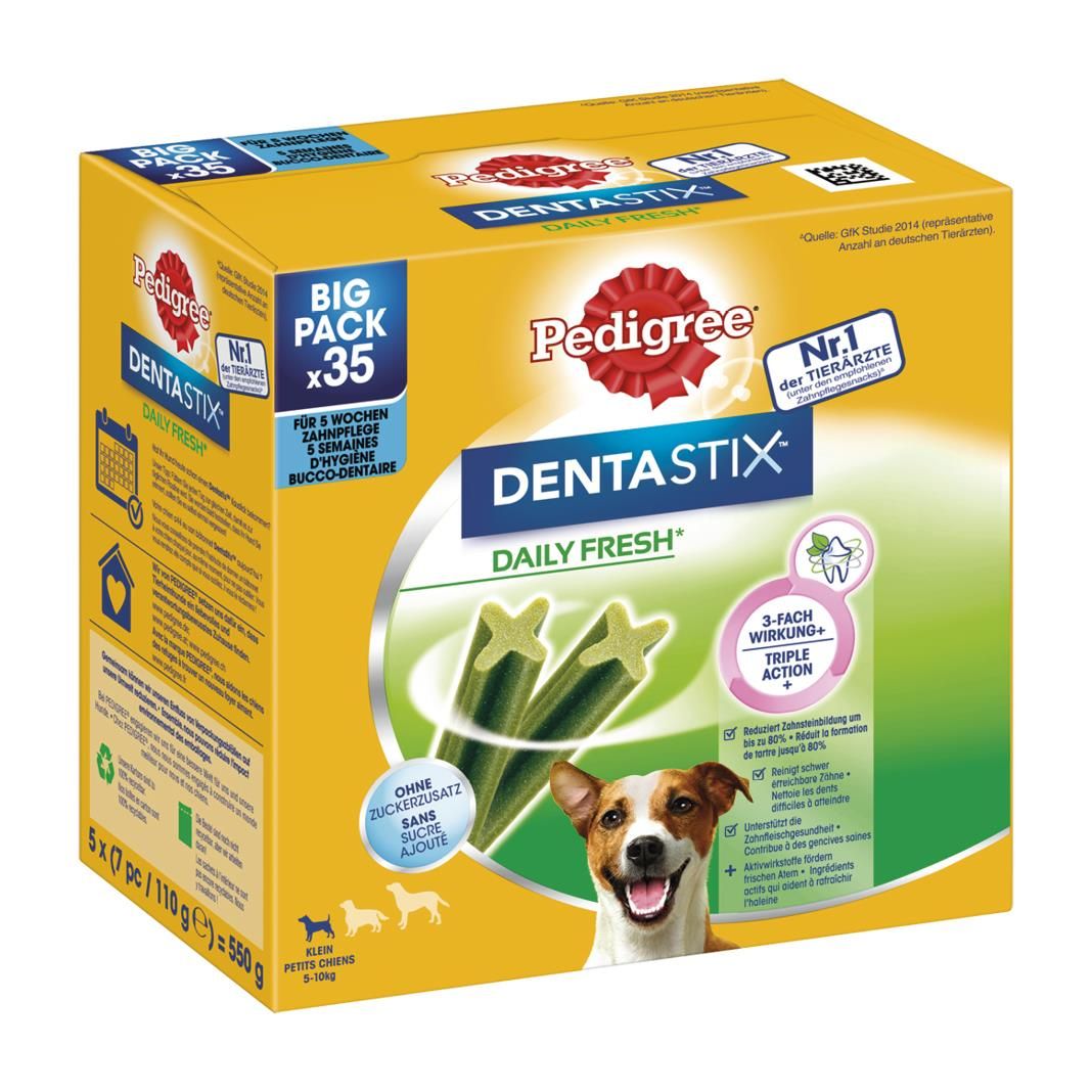PEDIGREE® DENTASTIX™ Daily Fresh Beutel Multipack Big Pack Klein 5-10 kg | 5 x 7 Stck.