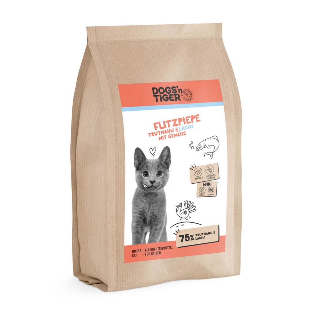 Dogs'n Tiger - Katzentrockenfutter - Kitten - Flitzpiepe - Lachs & Truthahn | 2 x 1,5 kg