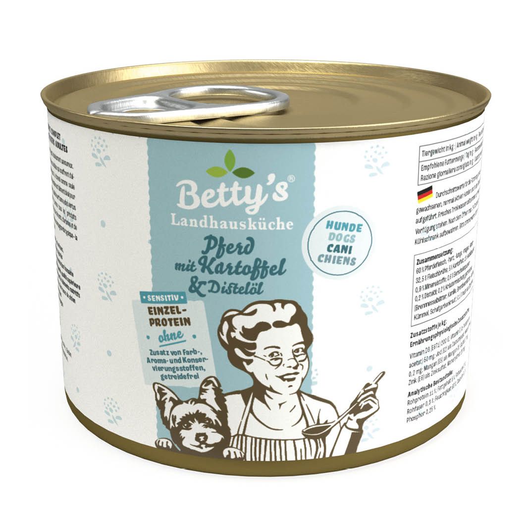 Betty's Landhausküche - Hund - Nassfutter - Sensitive Pferd & Kartoffel | 6 x 200 g Betty's Landhausküche - Hund - Nassfutter - Sensitive Pferd & Kartoffel | 6 x 200 g