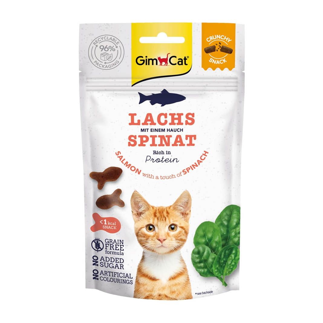 GimCat Crunchy Snacks Lachs & Spinat | 12 x 50 g