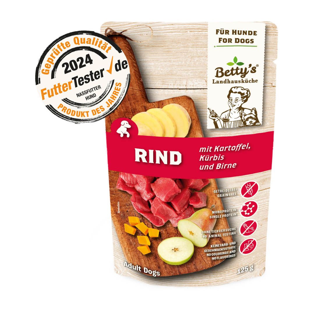 Betty's Landhausküche - Hund - Nassfutter - Rind & Kartoffel - Pouch | 10 x 125 g Betty's Landhausküche - Hund - Nassfutter - Rind & Kartoffel - Pouch | 10 x 125 g