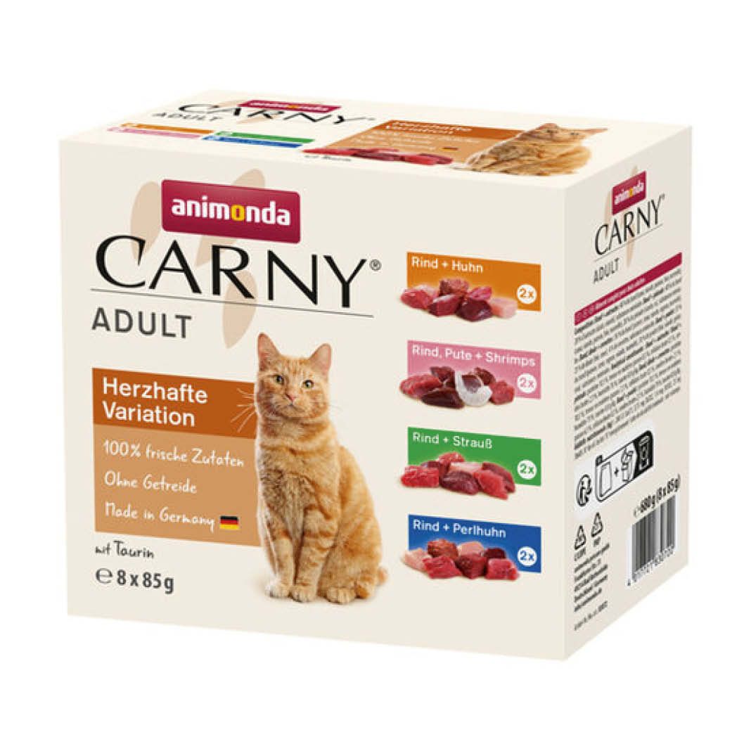 animonda Carny - Pouch - Adult - Mixpack Herzhafte Variante | 8 x 85 g