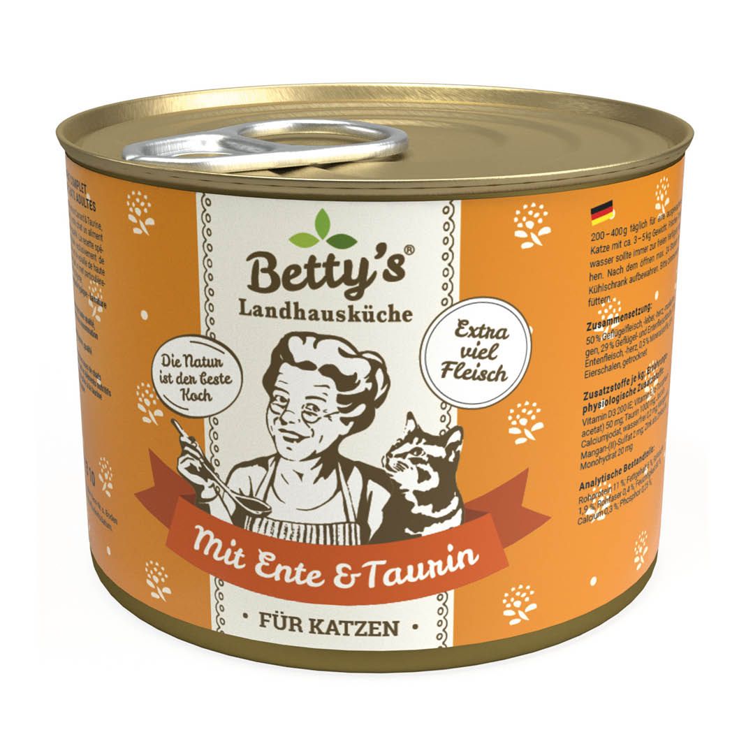 Betty's Landhausküche - Katze - Nassfutter - Ente | 6 x 200 g Betty's Landhausküche - Katze - Nassfutter - Ente | 6 x 200 g