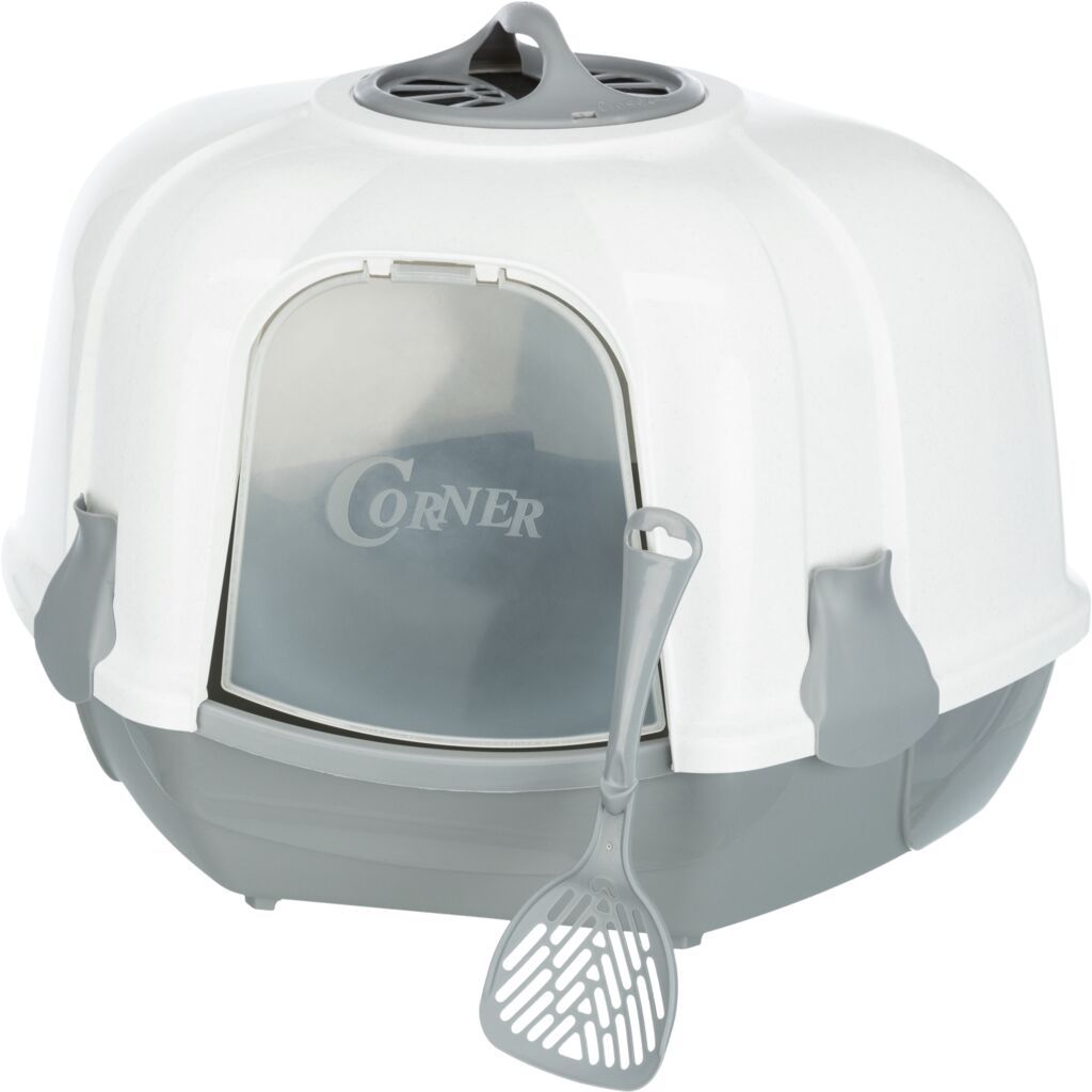 TRIXIE Ecktoilette Maro, mit Haube, hellgrau/granit | 60 x 43 x 52 cm