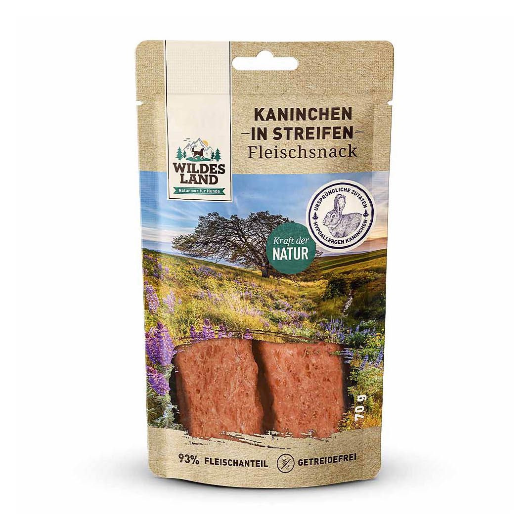 Wildes Land Fleischsnacks - Kaninchenfleisch in Streifen | 70 g