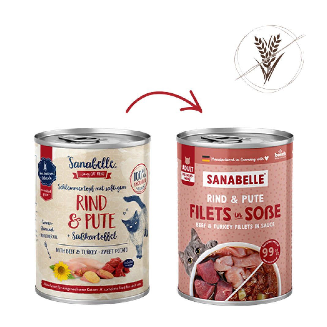 Sanabelle Schlemmertopf mit saftigem Rind & Pute | 6 x 380 g