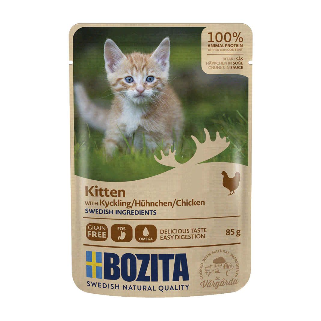 Bozita Cat Pouch Häppchen in Soße Kitten mit Hühnchen | 12 x 85 g