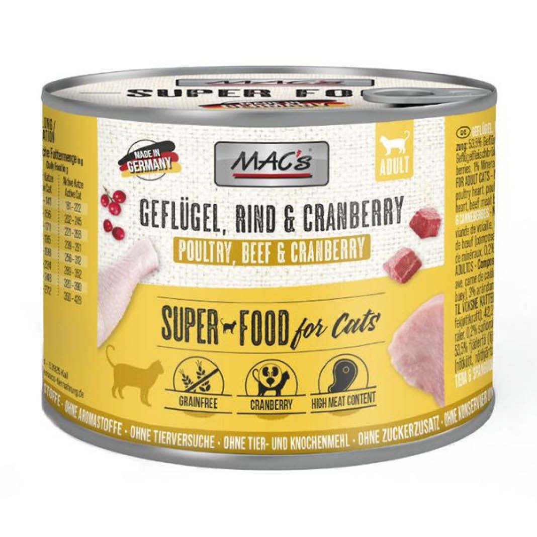 MAC's - Cat - Geflügel, Rind & Cranberry | 6 x 200 g