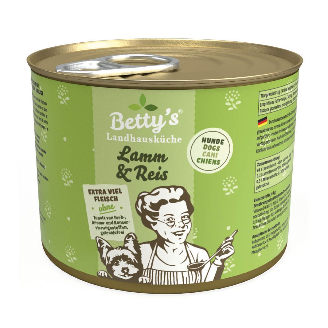 Betty's Landhausküche - Hund - Nassfutter - Lamm & Reis | 6 x 200 g Betty's Landhausküche - Hund - Nassfutter - Lamm & Reis | 6 x 200 g