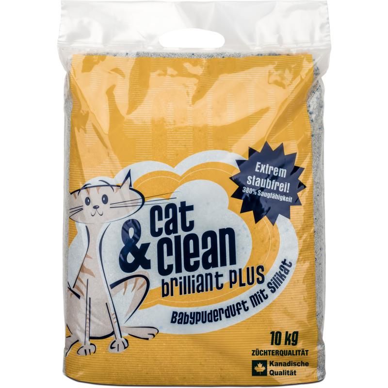 Cat & Clean Brilliant Plus mit Babypuderduft und Silikat | 2 x 10 kg