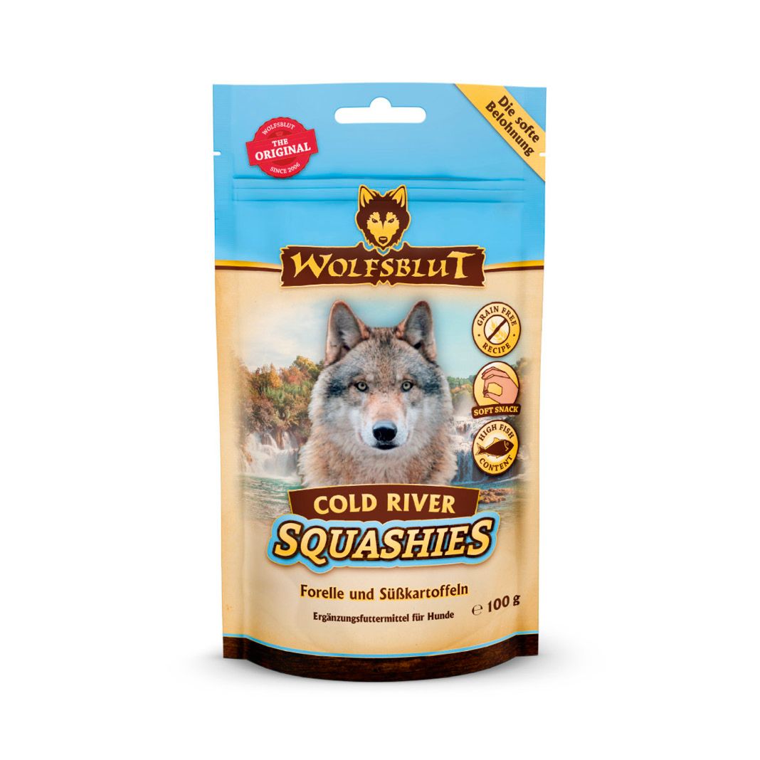 Produktbild von Wolfsblut Squashies Cold River Fisch und Süßkartoffel - 8 x 100 g