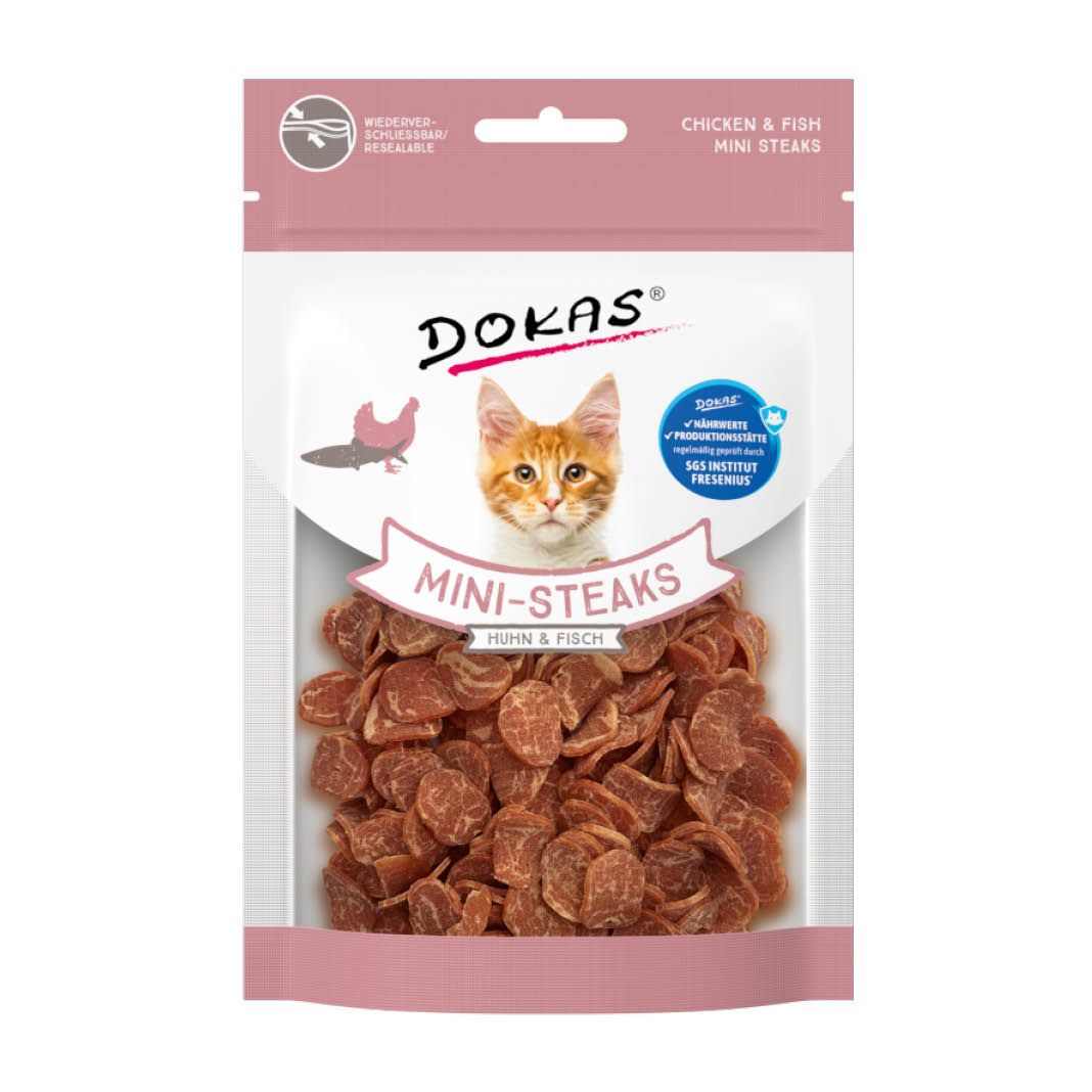 Dokas Cat Mini-Steaks Huhn & Kabeljau | 25 g