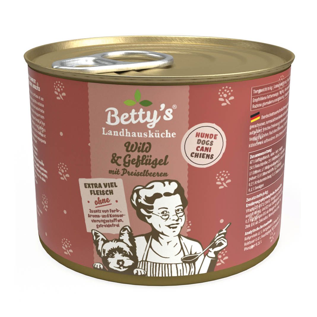 Betty's Landhausküche - Hund - Nassfutter - Wild & Geflügel | 6 x 200 g Betty's Landhausküche - Hund - Nassfutter - Wild & Geflügel | 6 x 200 g
