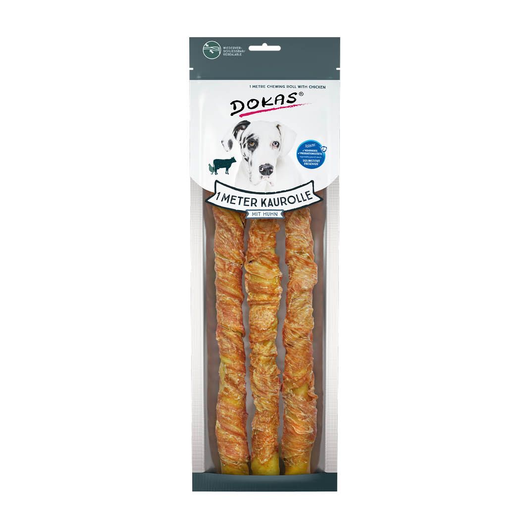 Dokas 1 Meter Kaurolle mit Huhn | 3 x 315 g