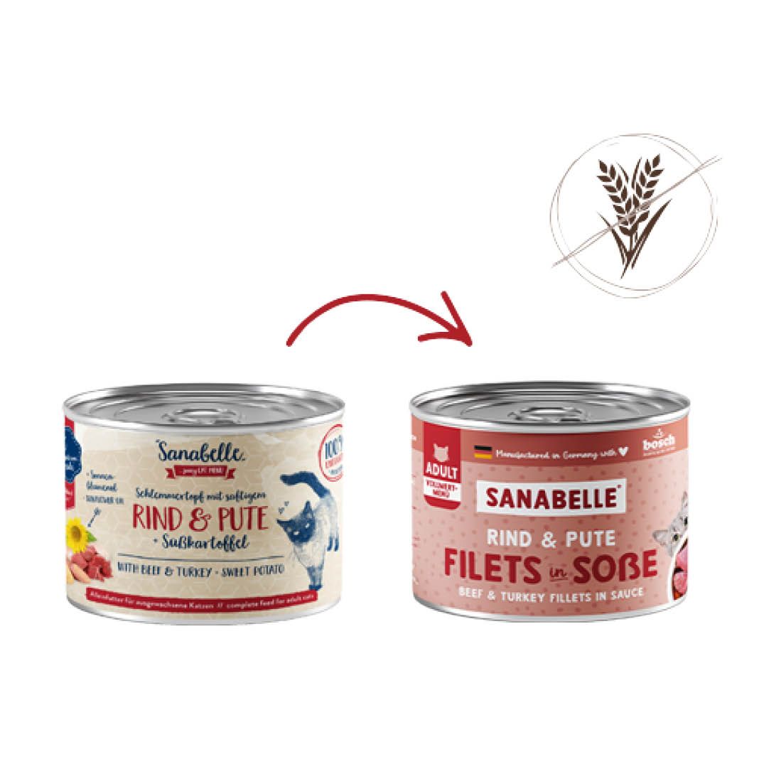 Sanabelle Schlemmertopf mit saftigem Rind & Pute | 6 x 180 g