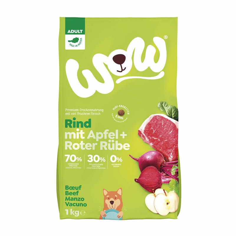 WOW Trockenfutter Minis Adult Rind mit Apfel & Roter Rübe - 1 kg