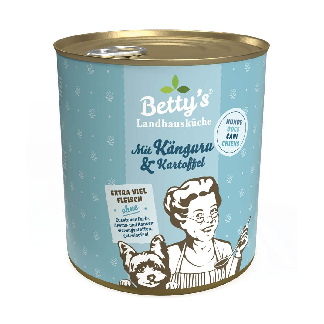 Betty's Landhausküche - Hund - Nassfutter - Känguru & Kartoffel | 6 x 800 g Betty's Landhausküche - Hund - Nassfutter - Känguru & Kartoffel | 6 x 800 g