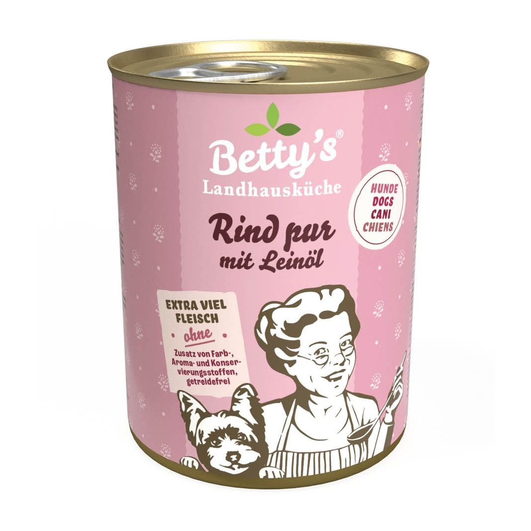 Betty's Landhausküche - Hund - Nassfutter - Rind pur mit Leinöl | 6 x 400 g Betty's Landhausküche - Hund - Nassfutter - Rind pur mit Leinöl | 6 x 400 g