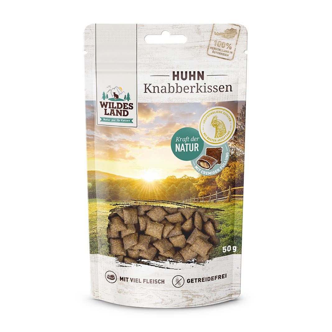 Wildes Land Cat - Knabberkissen - Huhn | 12 x 50 g
