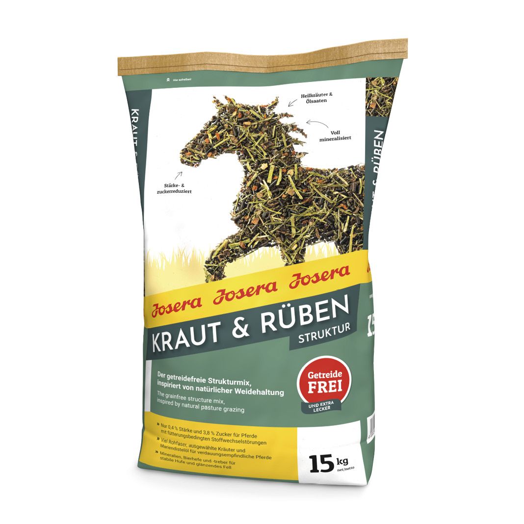 Josera Kraut & Rüben Strukturmüsli für Pferde | 15 kg