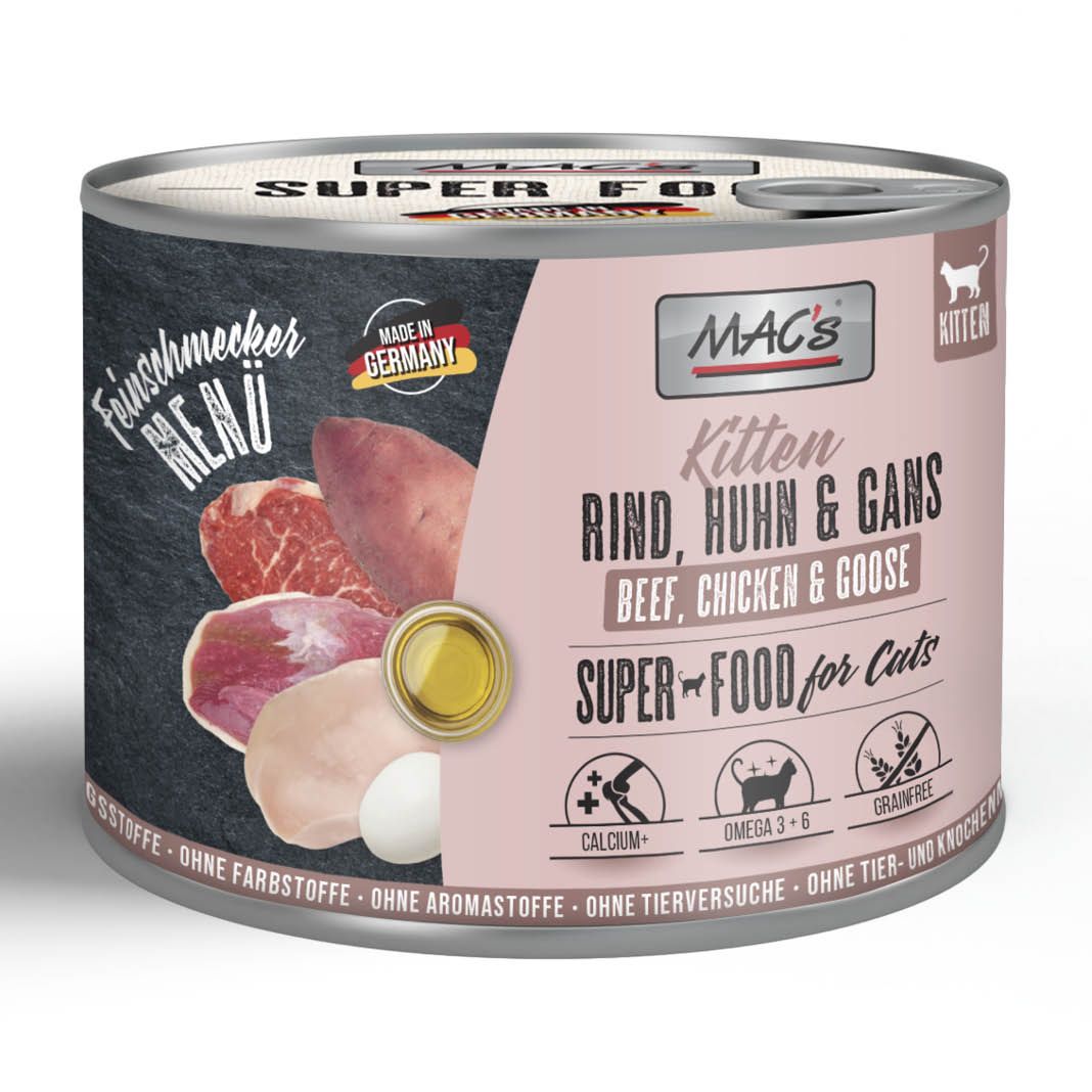 MAC's - Cat - Feinschmecker Menü - Kitten Rind, Huhn & Gans | 6 x 200 g