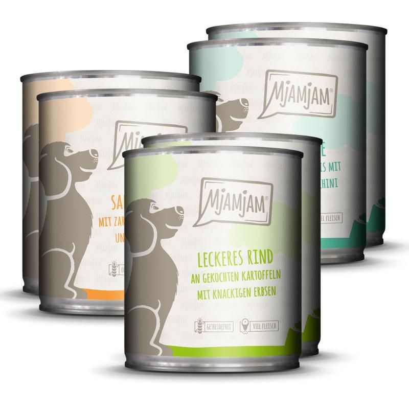 MjAMjAM Dog Mixpaket I - Huhn & Ente, Rind, Pute | 6 x 800 g