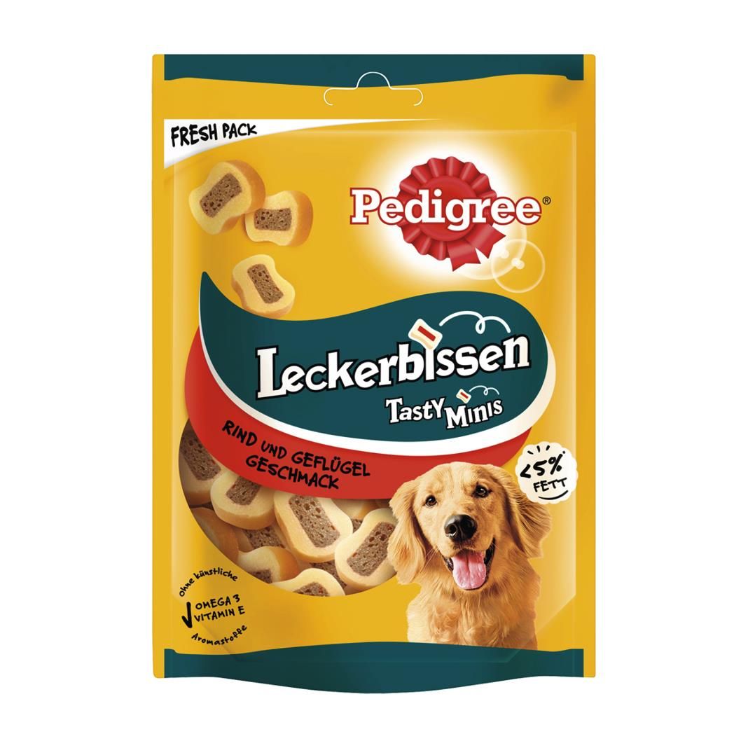 PEDIGREE® Leckerbissen Tasty Minis Portionsbeutel mit Rind und Geflügel Geschmack | 6 x 155 g