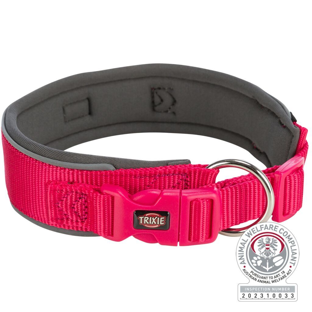 TRIXIE Premium Halsband, extra breit, fuchsia/grafit | L–XL: 53-62 cm/50 mm