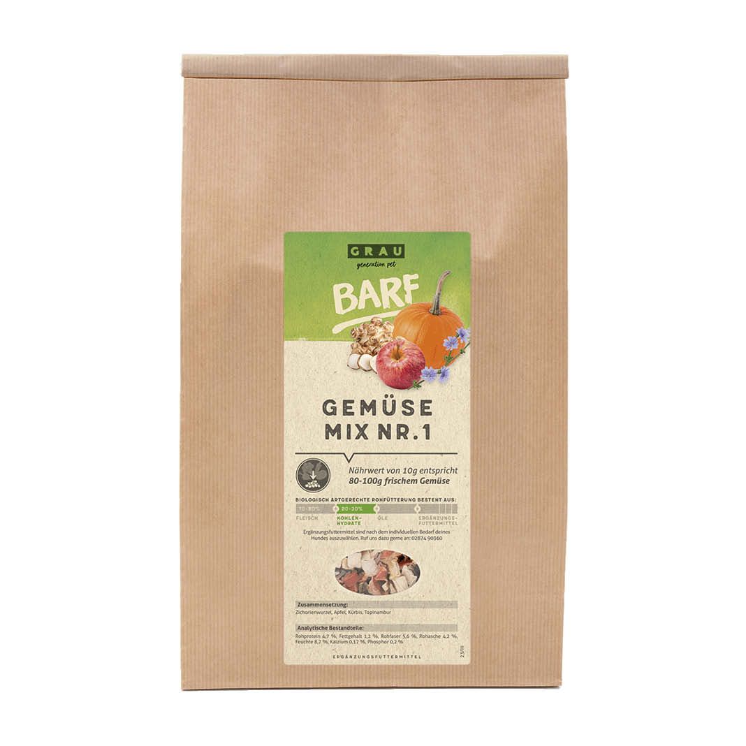 Grau Hund Gemüsemix Mischung Nr. 1 | 1,2 kg