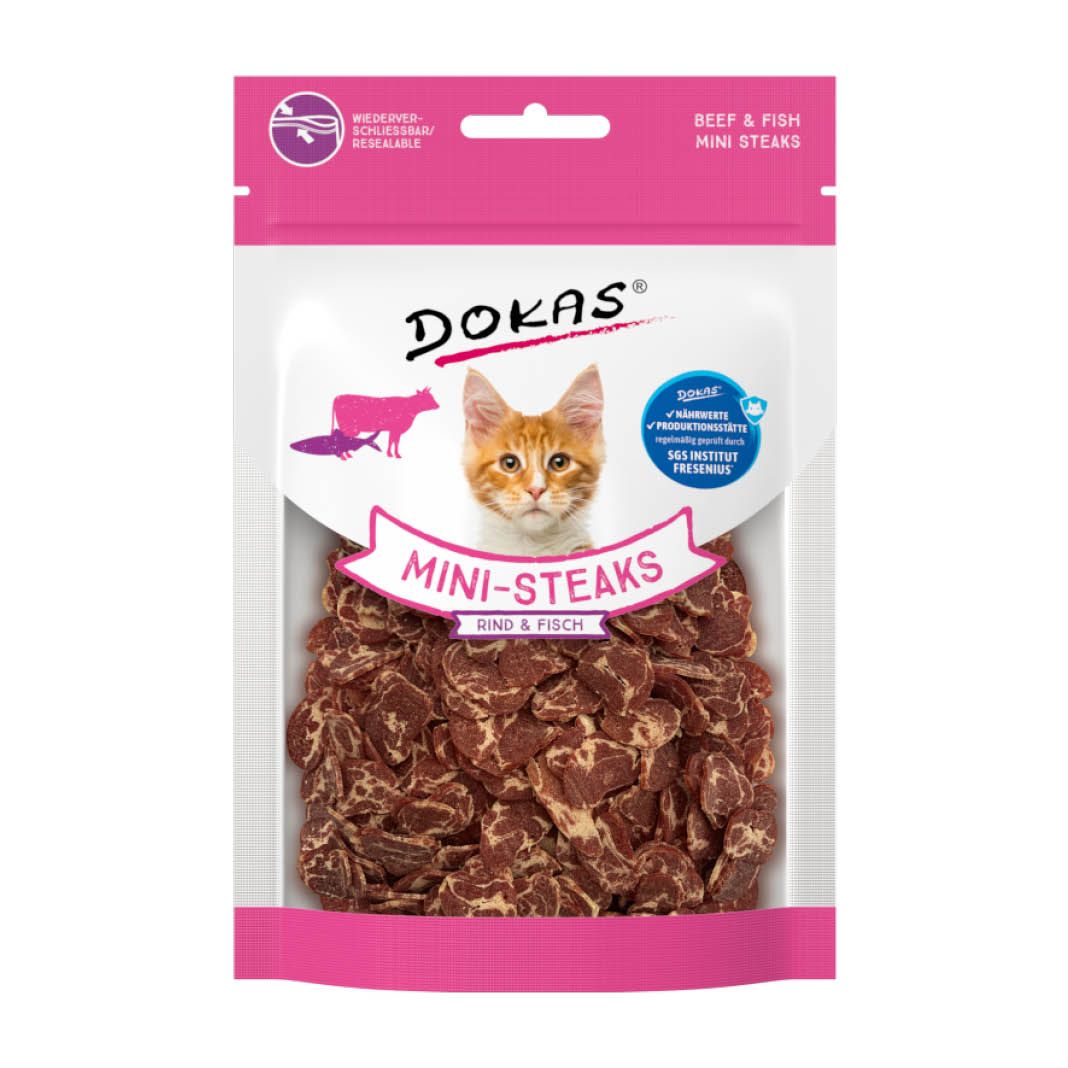 Dokas Cat Mini-Steaks Rind & Kabeljau | 25 g