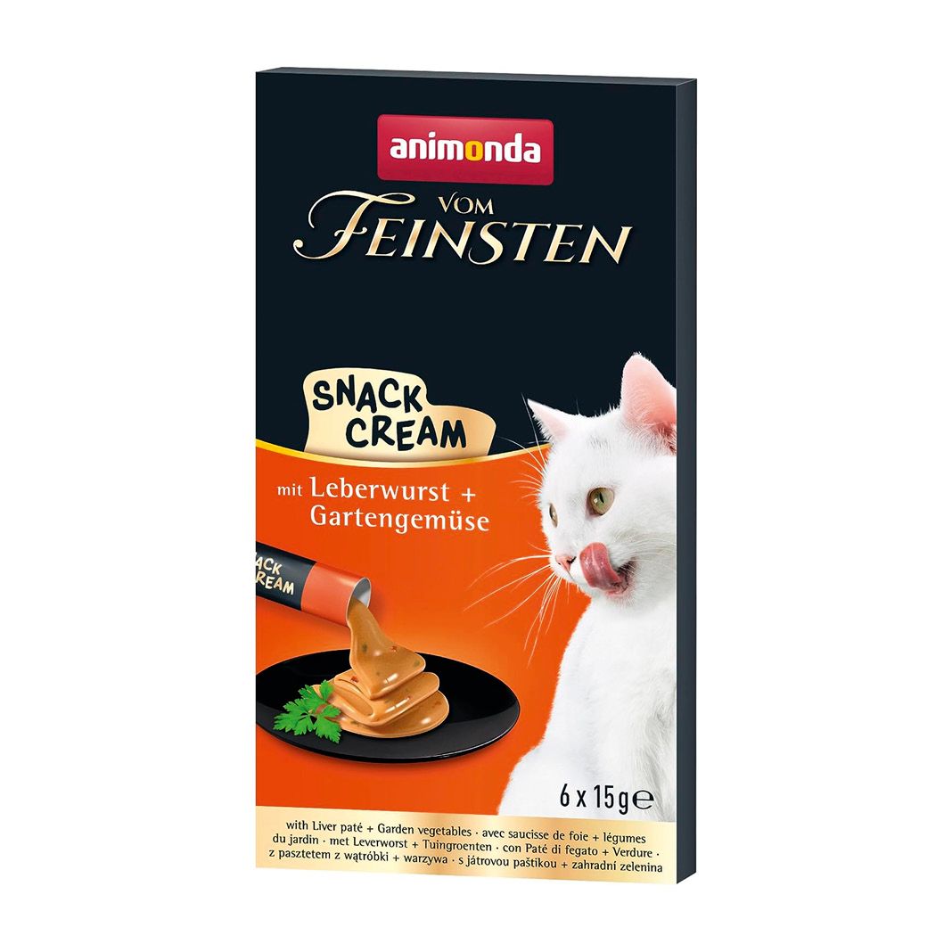 animonda Vom Feinsten Snack-Cream mit Leberwurst + Gartengemüse | 6 x 15 g