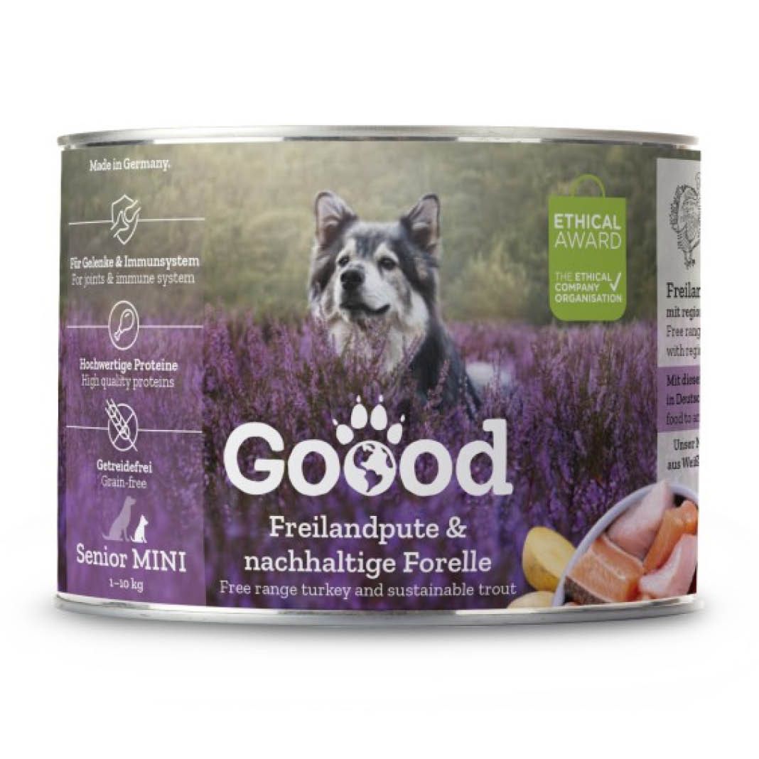 Goood Mini Senior Freilandpute & Nachhaltige Forelle | 12 x 200 g Goood Mini Senior Freilandpute & Nachhaltige Forelle | 12 x 200 g