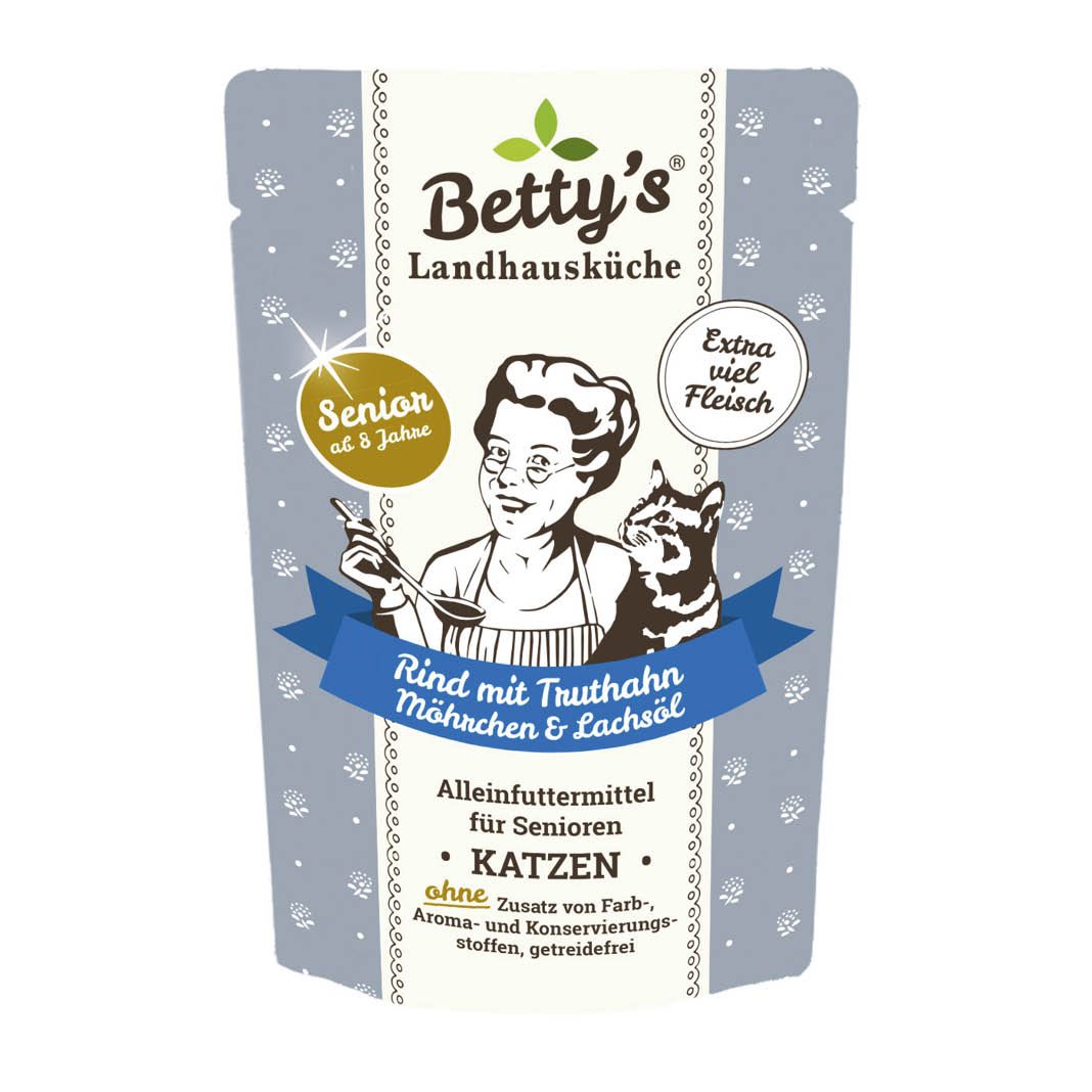 Betty's Landhausküche - Katze - Nassfutter - Senior Rind & Truthahn - Pouch | 12 x 100 g