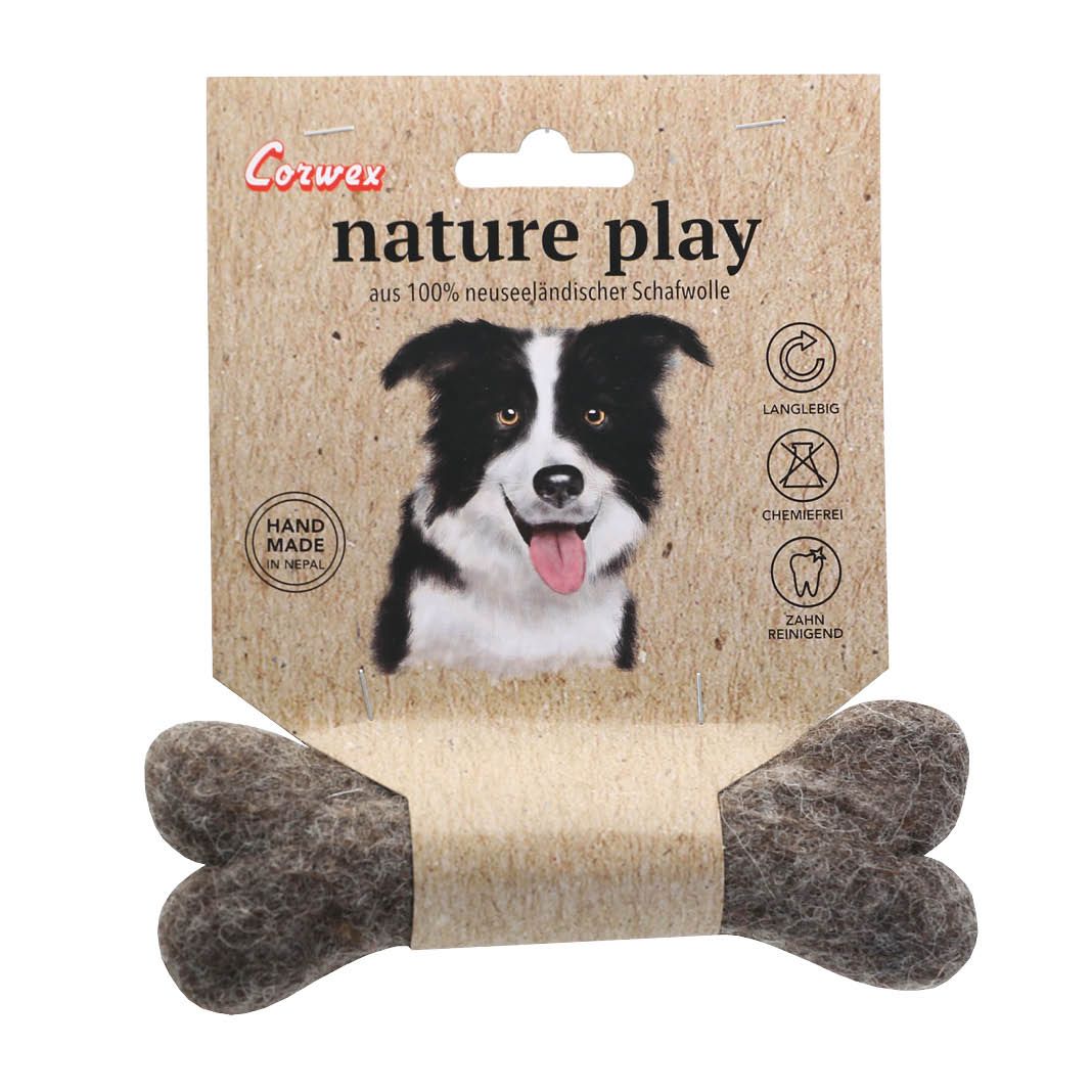 Corwex nature play Filzknochen, 100% neuseeländische Wolle | 15 cm