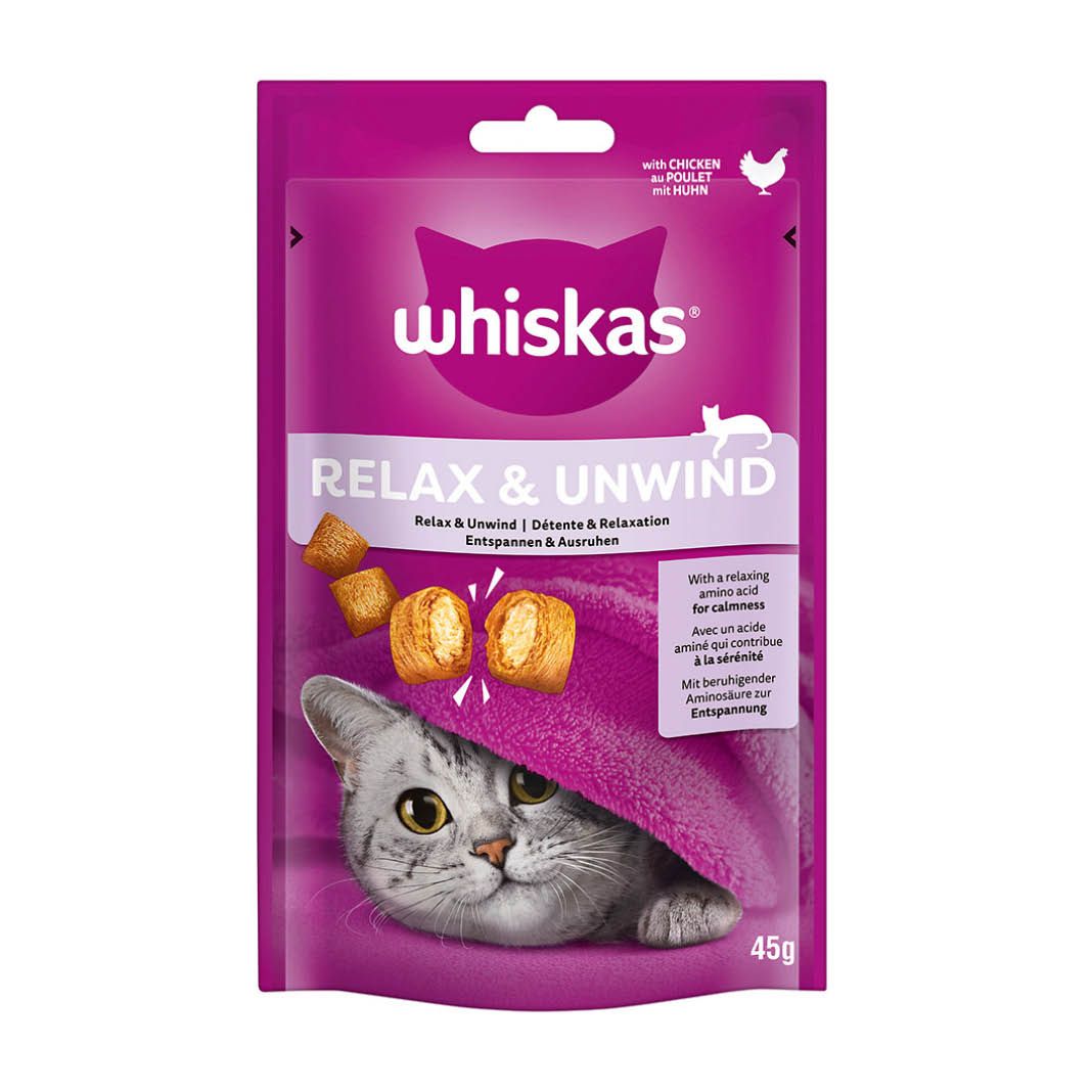 WHISKAS® Portionsbeutel Relax & Unwind mit Huhn | 8 x 45 g